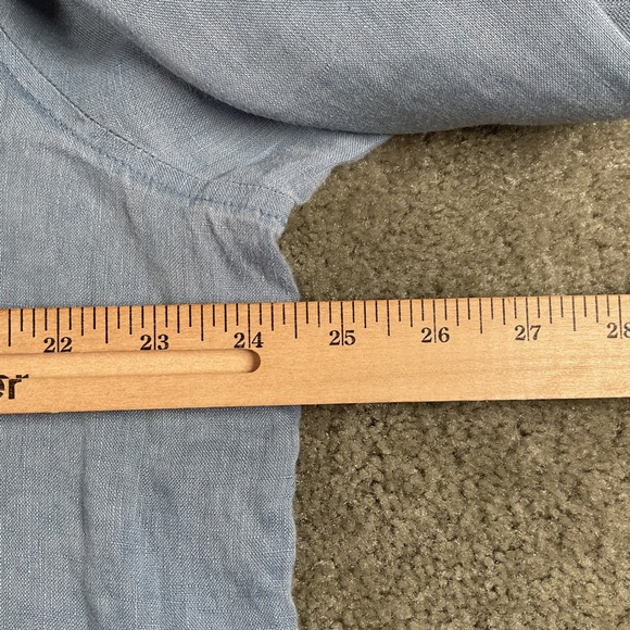 J Jill Linen Button Up Shirt Womens Large Blue Long Sleeve Casual Top - Picture 5 of 6